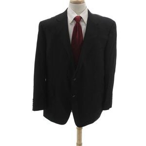 Canali Mens Black Wool Solid Blazer Size 60
